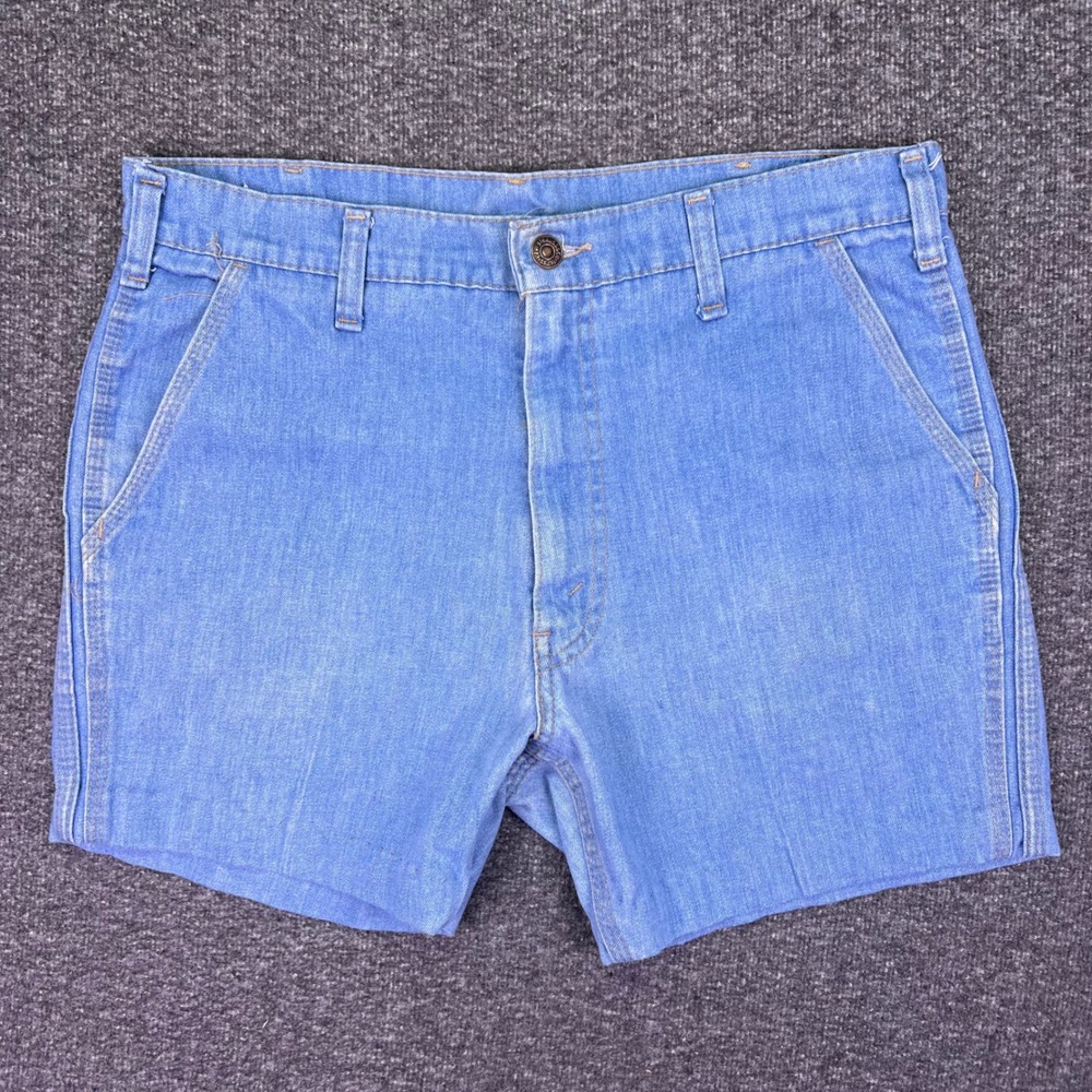 VTG 70s Levis 4406-0811 Denim Shorts Men 34 Light Blue Orange Tab Talon 42 Retro - Picture 7 of 13